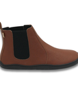 Bota barefoot ergonomica chocolate modelo Chelsea para adultos vista lateral