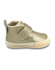 Botin barefoot ergonomico gold modelo Fluffy para bebes vista lateral