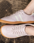 Zapatilla barefoot ergonomica rosa modelo Terra para adultos vista superior detalle