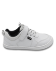 Zapatilla escolar barefoot blanca modelo Dash con doble velcro para kids vista lateral