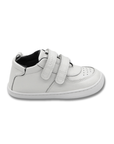 Zapatilla escolar barefoot blanca modelo Vintage con doble velcro para toddler vista lateral