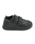 Zapatilla escolar barefoot negra modelo Vintage con doble velcro para toddler vista lateral