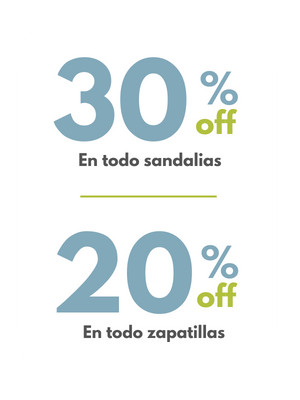 Summer Sale 30% off sandalias 20% off zapatillas