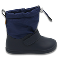 Bota barefoot ergonomica azul marino modelo Snow para ninos vista lateral