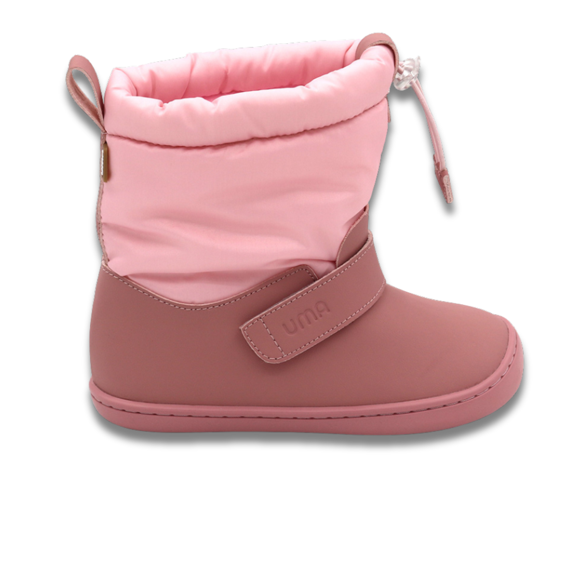 Bota barefoot ergonomica malva modelo Snow para ninos vista lateral