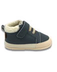 Botin barefoot ergonomico azul piedra modelo Wind para bebes vista lateral