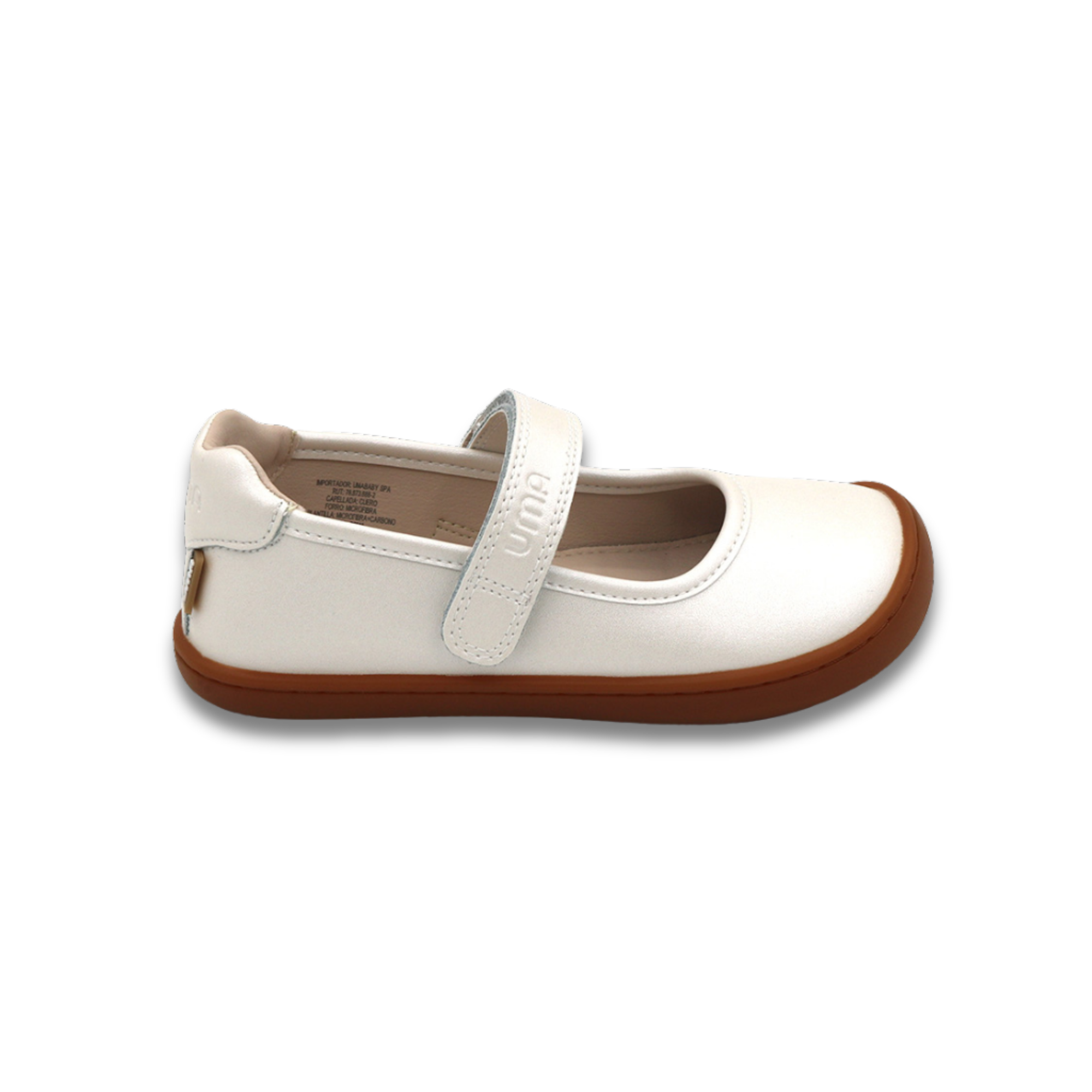 Mercedita barefoot ergonomica blanco perla para ninos vista frontal