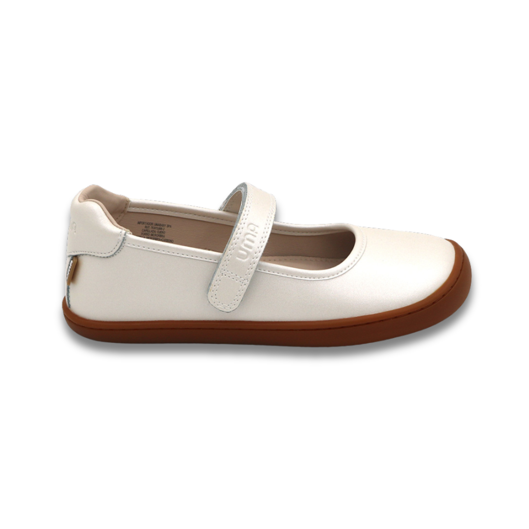 Mercedita barefoot ergonomica blanco perla para adolescentes vista lateral