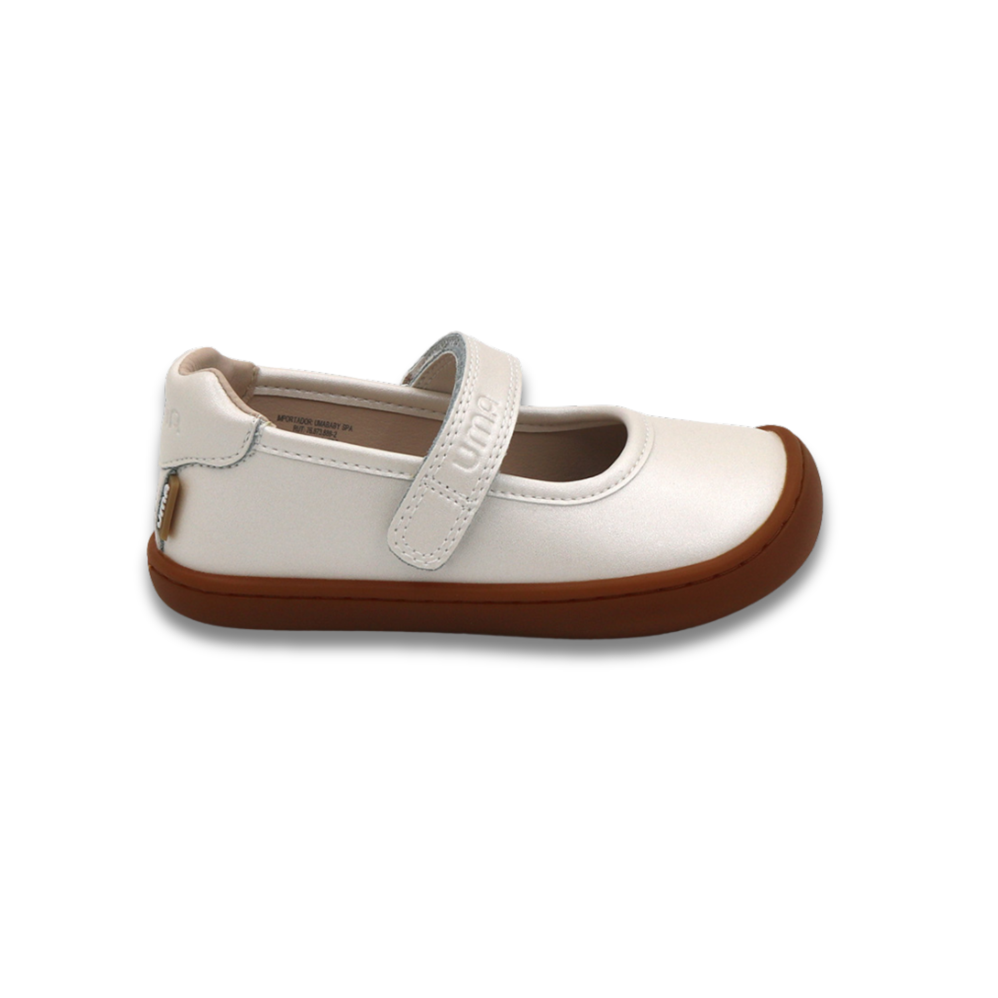 Mercedita barefoot ergonomica blanco perla para ninos pequenos vista lateral