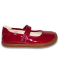 Mercedita barefoot ergonomica charol rojo para adolescentes vista lateral