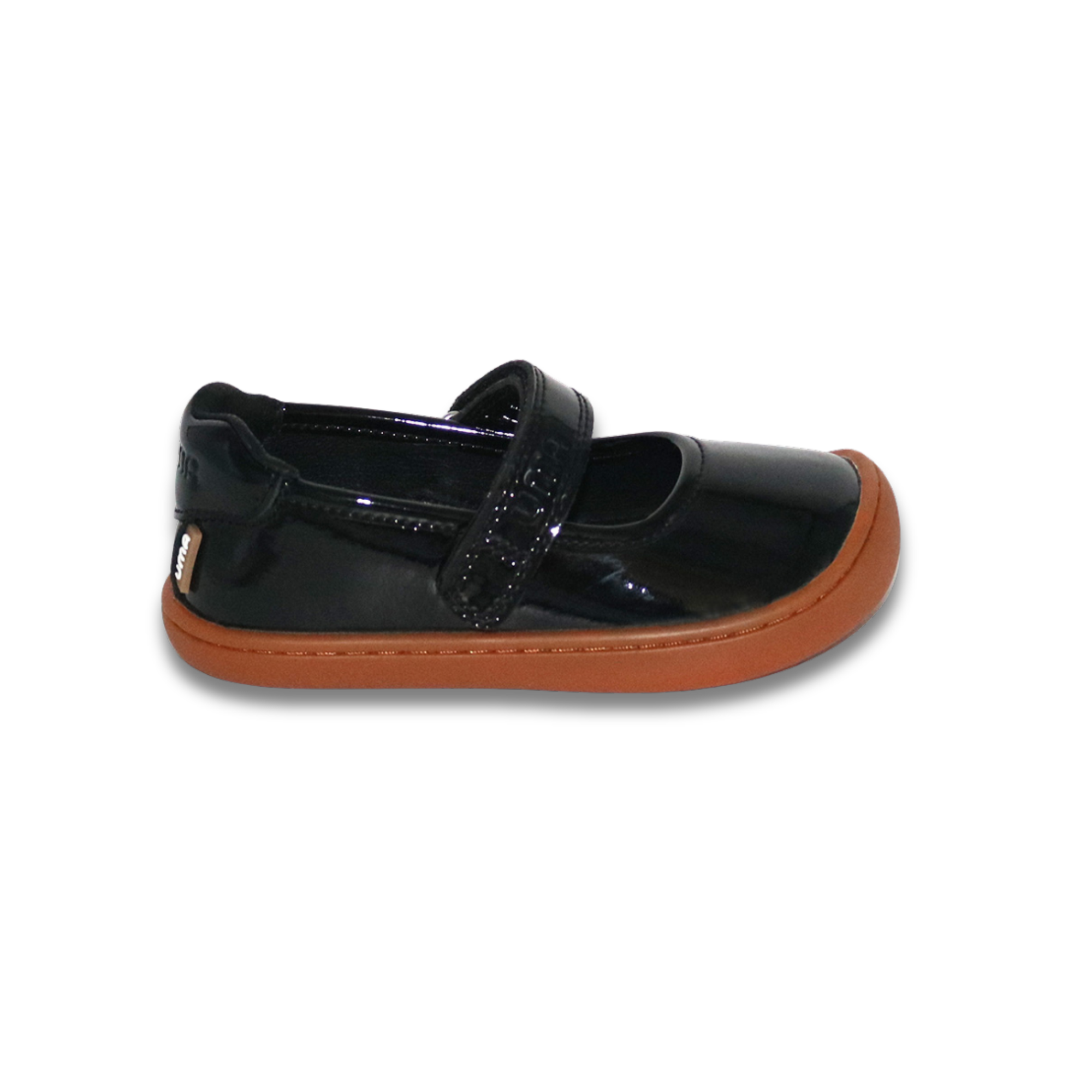 Mercedita barefoot ergonomica charol negro para ninos pequenos vista lateral