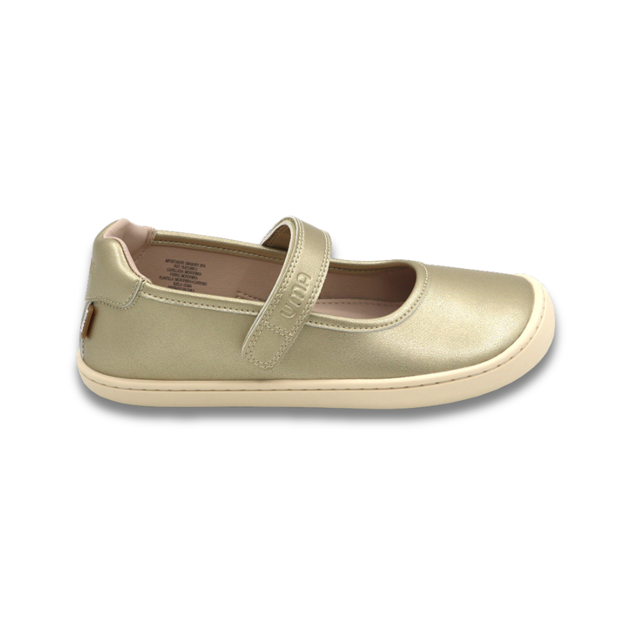 Mercedita barefoot ergonomica gold para adolescentes vista lateral
