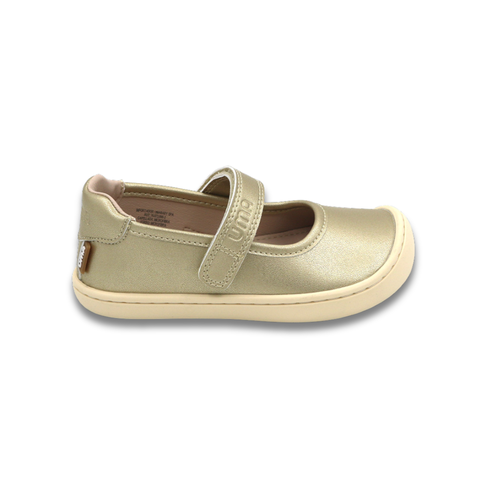 Mercedita barefoot ergonomica gold para ninos pequenos vista frontal