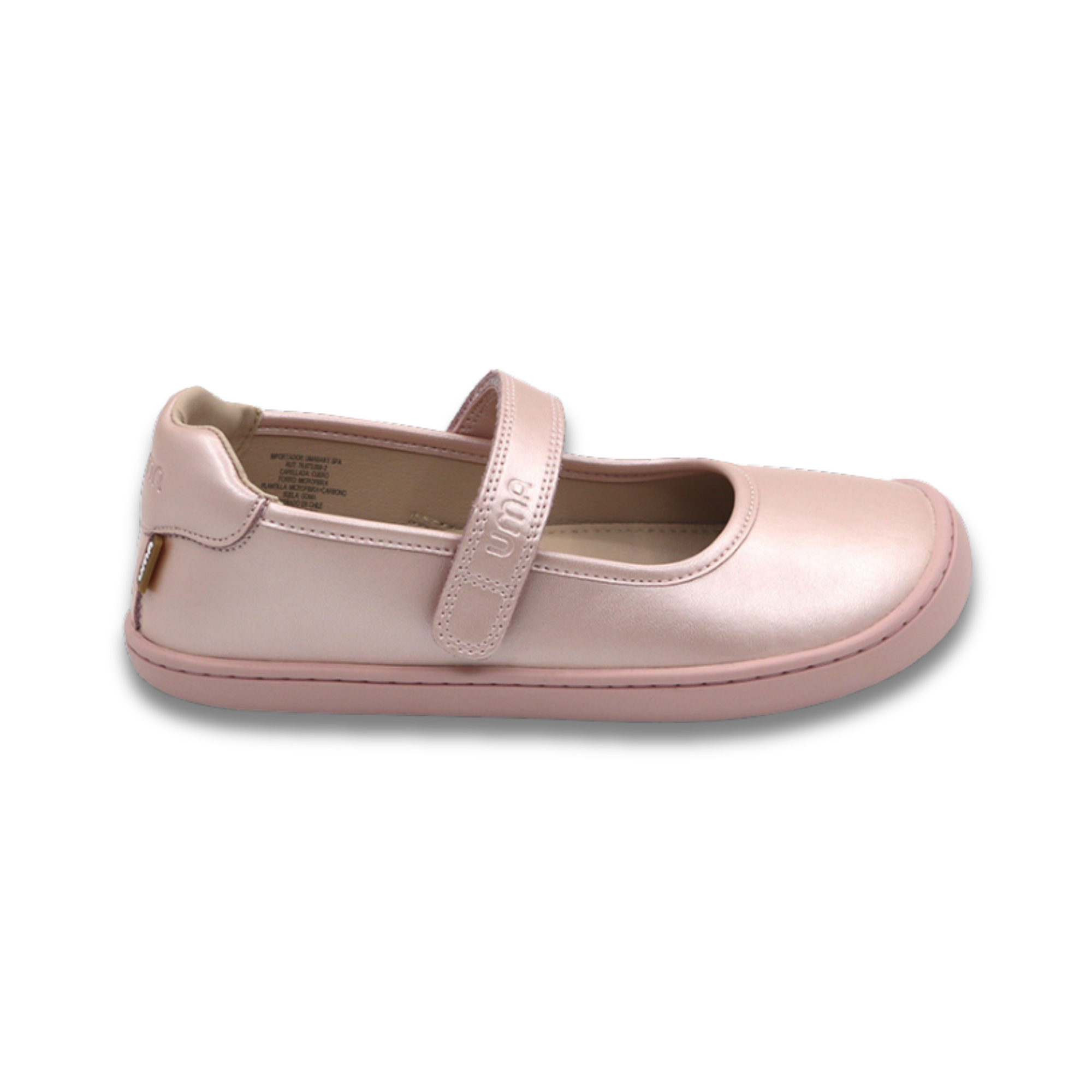 Mercedita barefoot ergonomica rosado perla para adolescentes vista lateral