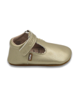 Zapato barefoot ergonomico gold modelo T-Bar para bebes vista lateral