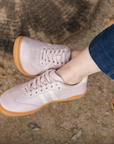 Zapatilla barefoot ergonomica rosa modelo Terra para adultos vista frontal superior