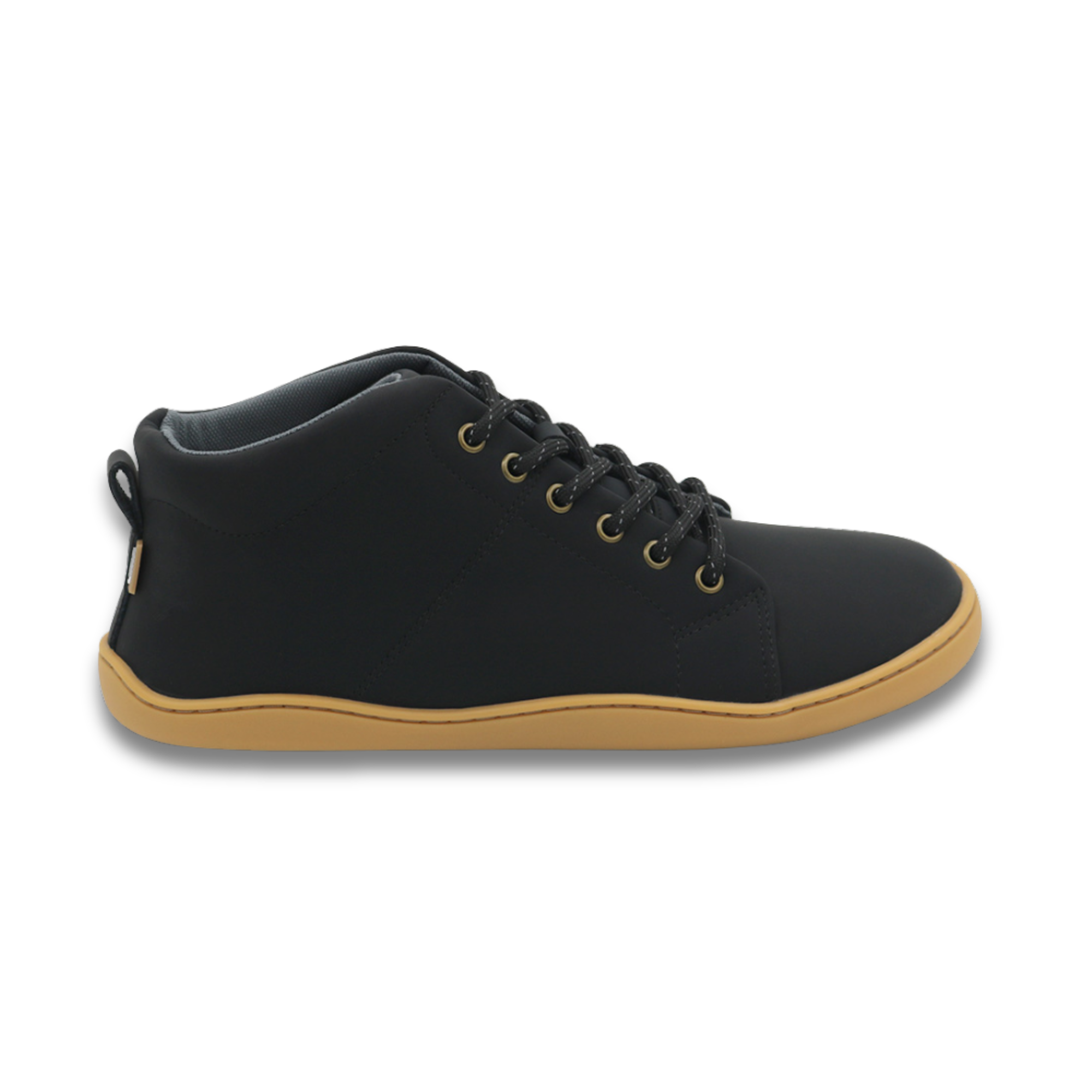 Zapatilla barefoot ergonomica negro/khaki modelo Wave para adultos vista lateral