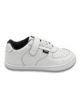 Zapatilla escolar barefoot blanca modelo Retro con velcro para kids vista lateral

