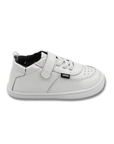 Zapatilla escolar barefoot blanca modelo Retro con velcro para toddler vista lateral
