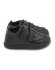 Zapatilla escolar barefoot negra modelo Vintage con doble velcro para toddler vista par
