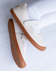 Mercedita barefoot ergonomica blanco perla para adolescentes vista de la suela flexible 2